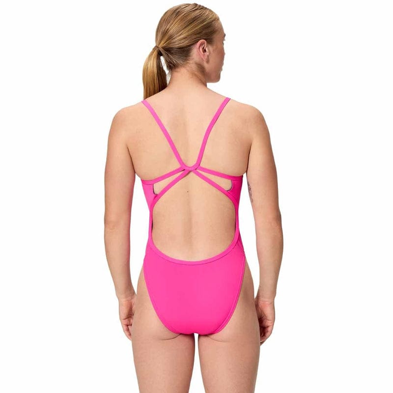 Speedo - Women's Club Training Solid Web Back Swimsuit - Punchy Pink