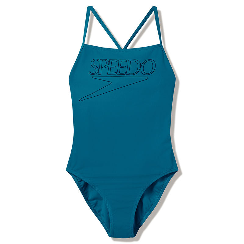 Speedo - Women's Endurance+ Logo Thinstrap Swimsuit - Teal Abyss