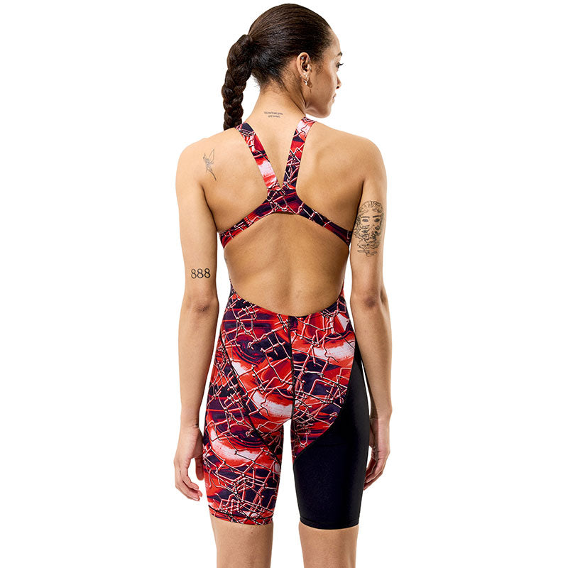 Speedo - Women's Fastskin Hyperpro Printed Openback Kneeskin - Black/Electric Veil