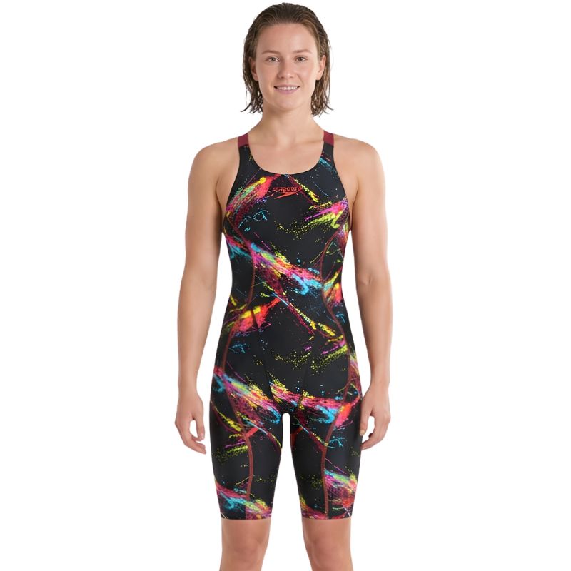 Speedo - Women's Fastskin HyperSpark Printed Openback Kneeskin - Electric Strata