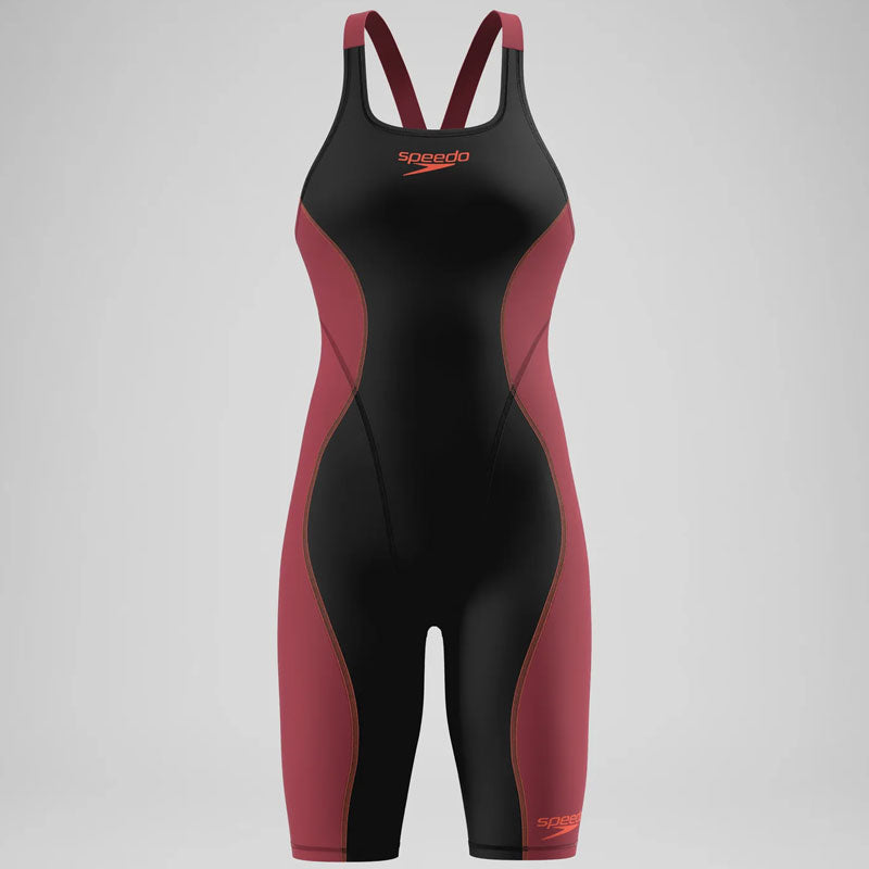 Speedo - Women's Fastskin HyperSpark Solid Openback Kneeskin - Black/Regal Red