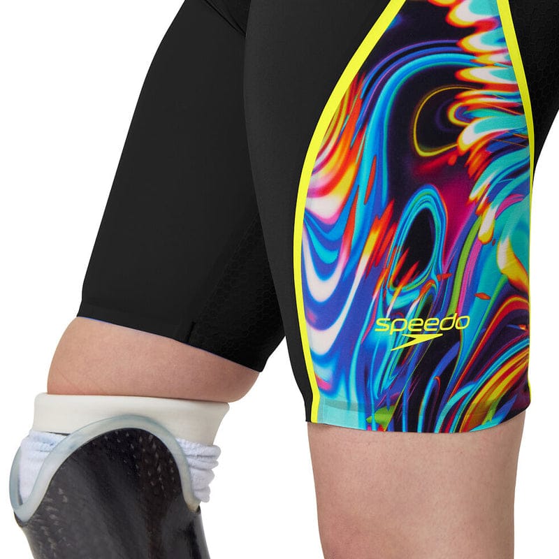 Speedo - Women's Fastskin LZR Pure Intent 2.0 Closedback Kneeskin - Black/Molten Blur/Hyper Yellow