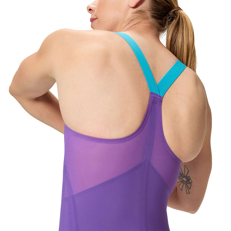 Speedo - Women's Fastskin LZR Pure Intent 2.0 Closedback Kneeskin - Galaxy Grape/Mayan Blue/Hyper Yellow