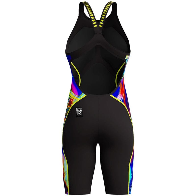 Speedo - Women's Fastskin LZR Pure Intent 2.0 Openback Kneeskin - Black/Molten Blur/Hyper Yellow