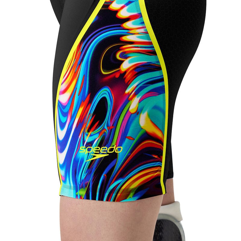 Speedo - Women's Fastskin LZR Pure Intent 2.0 Openback Kneeskin - Black/Molten Blur/Hyper Yellow