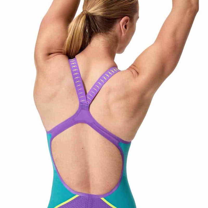 Speedo - Women's Fastskin LZR Pure Intent 2.0 Openback Kneeskin - Galaxy Grape/Mayan Blue/Hyper Yellow