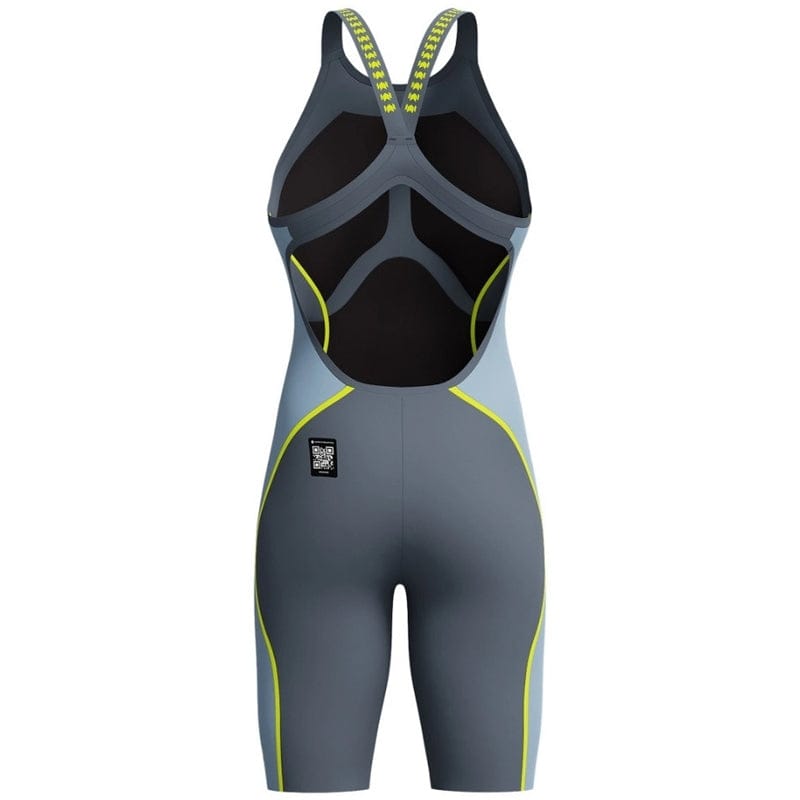 Speedo - Women's Fastskin LZR Pure Intent 2.0 Openback Kneeskin - Grey Lead/Acadia Blue/Hyper Yellow