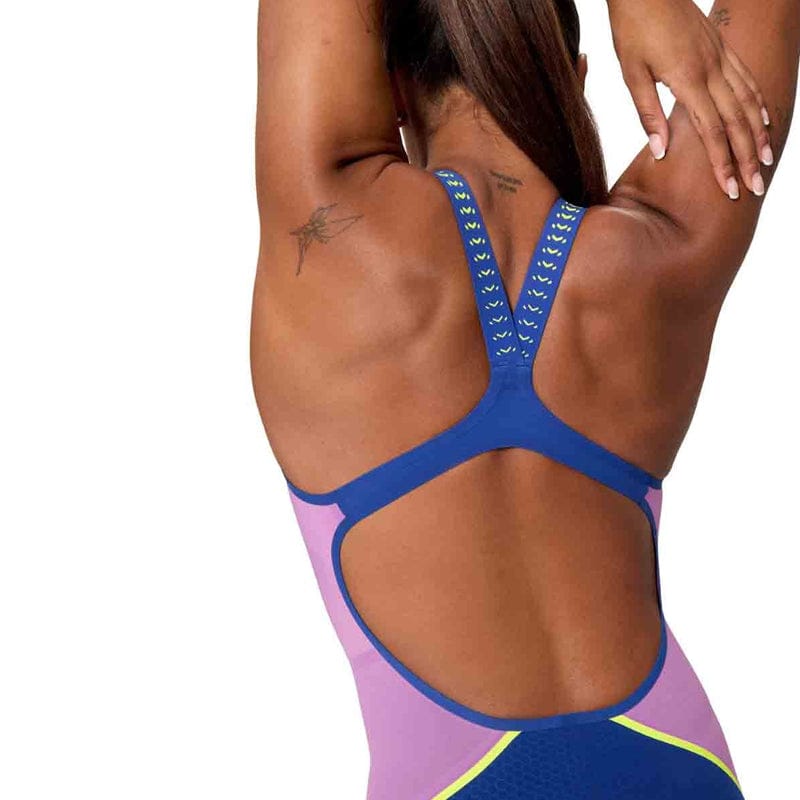 Speedo - Women's Fastskin LZR Pure Intent 2.0 Openback Kneeskin - Noble Navy/Jelly/Hyper Yellow