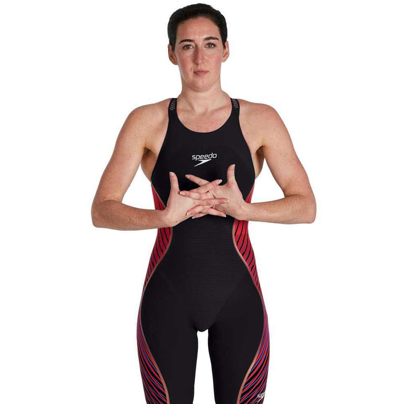 Speedo - Women's Fastskin LZR Pure Intent Openback Kneeskin - Black/Red