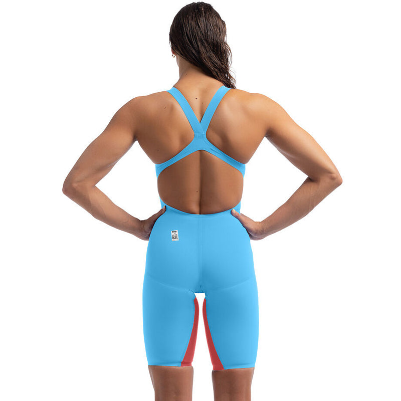 Speedo - Women's Fastskin LZR Pure Valor 2.0 Openback Kneeskin - Blue/Red