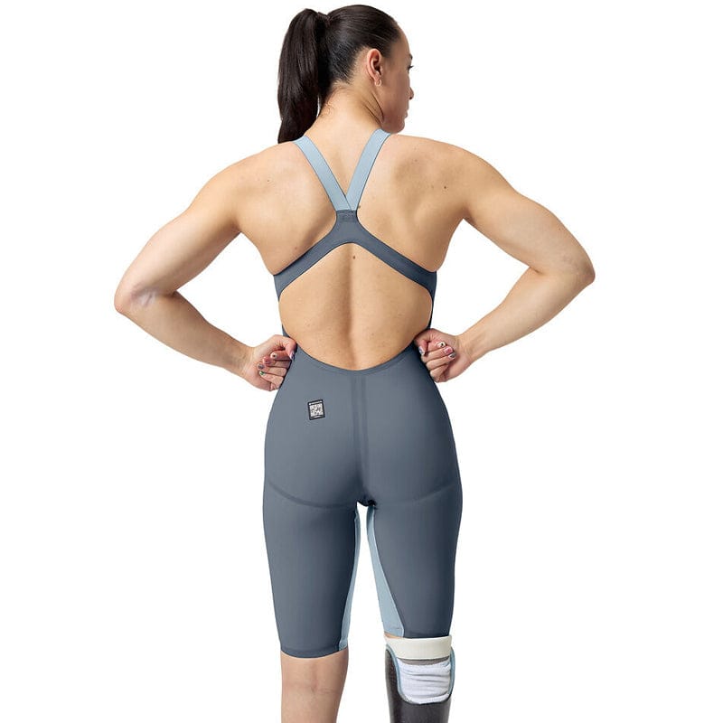 Speedo - Women's Fastskin LZR Pure Valor 2.0 Openback Kneeskin - Grey Lead/Acadia Blue