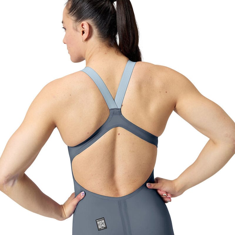 Speedo - Women's Fastskin LZR Pure Valor 2.0 Openback Kneeskin - Grey Lead/Acadia Blue