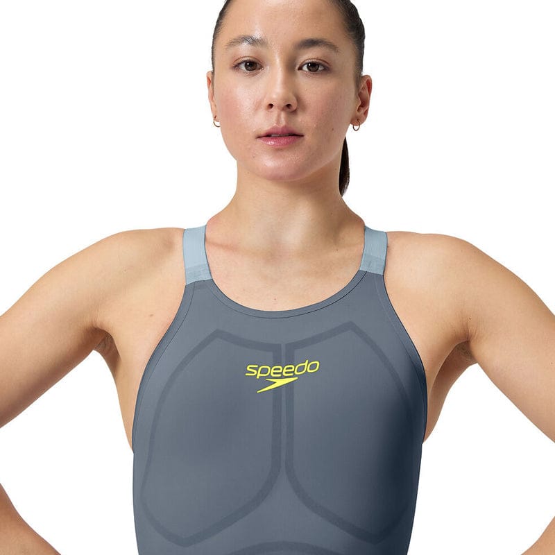 Speedo - Women's Fastskin LZR Pure Valor 2.0 Openback Kneeskin - Grey Lead/Acadia Blue