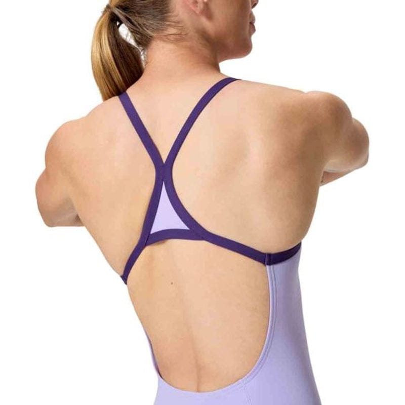 Speedo - Women's Solid Turnback Swimsuit - Bright Lavender