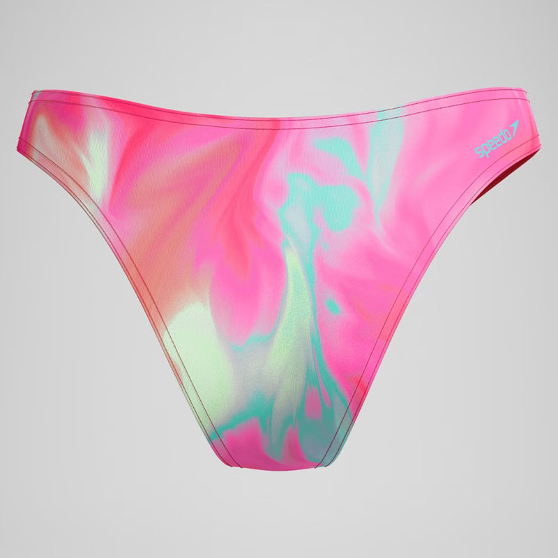 Speedo - Women's FLU3NTE Printed Scoop Bikini Bottom - Pink/Coral