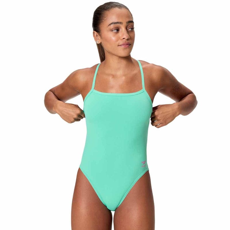Speedo - Women's Solid V-Back 2.0 Swimsuit - Aqua Breeze