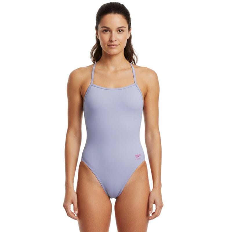 Speedo - Women's Solid V-Back 2.0 Swimsuit - Bright Lavender