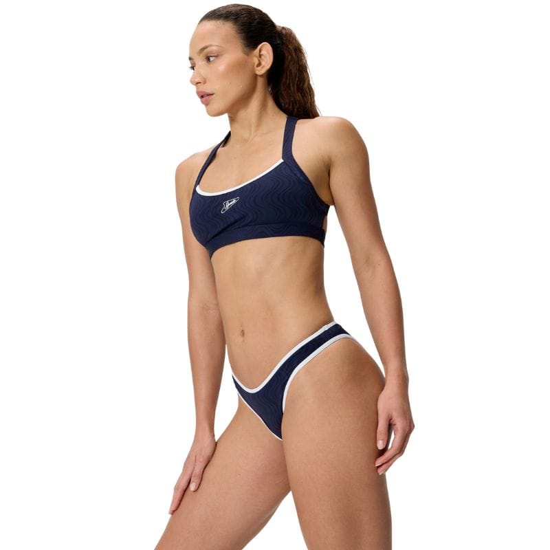 Speedo - Women's Texture Scoop Bikini Bottom - Navy/White