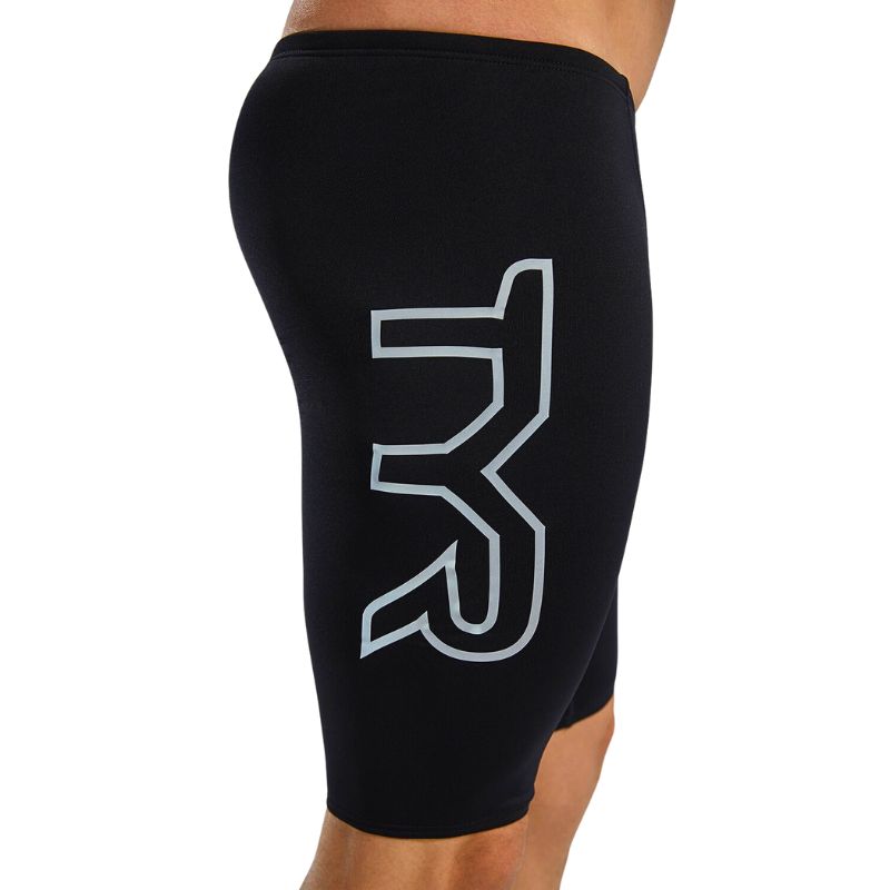 TYR Durafast Elite® Men's Large Logo Jammer Black Aqua Swim Supplies