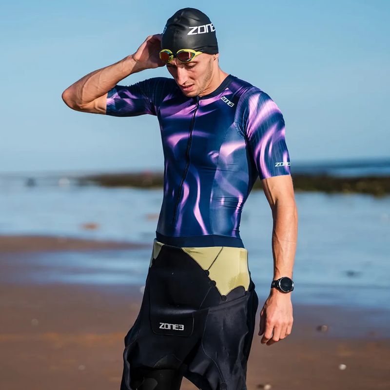 Zone3 - Activate+ Short Sleeve Men's Trisuit - Navy/Purple
