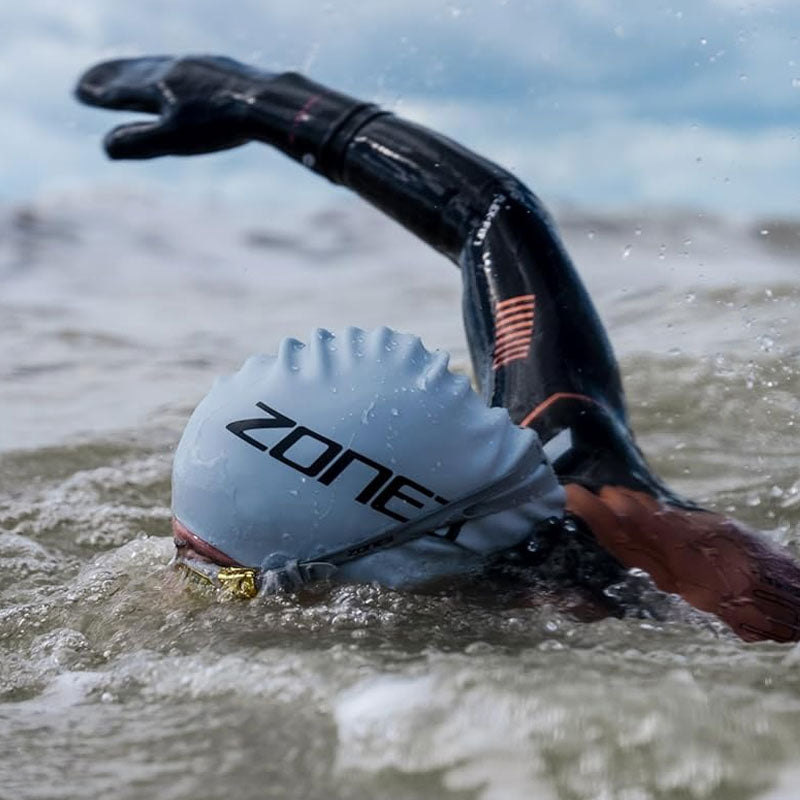Zone3 - Long Hair Silicone Swim Cap - Silver