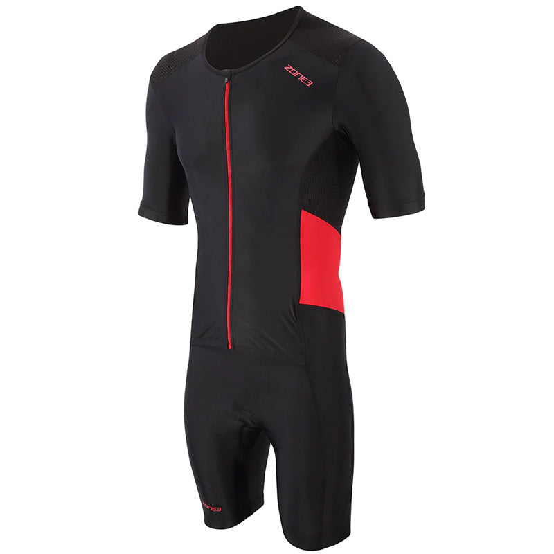 Zone3 - Men's Activate Short Sleeve Full Zip Trisuit - Black/Red