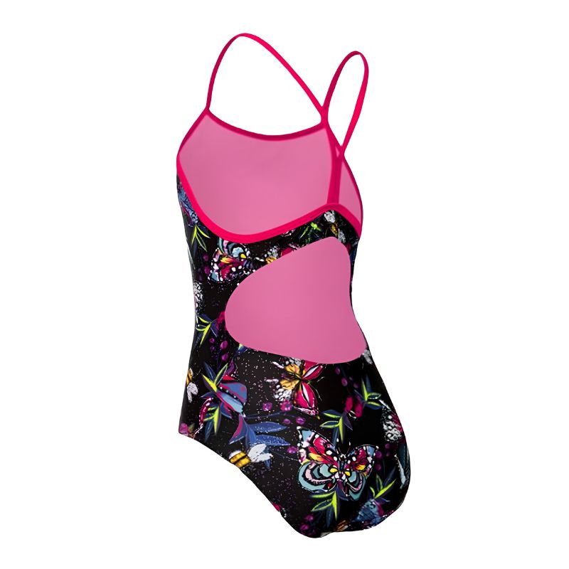 Maru - Bee Happy Ecotech Sparkle Fly Back Girls Swimsuit - Black/Multi