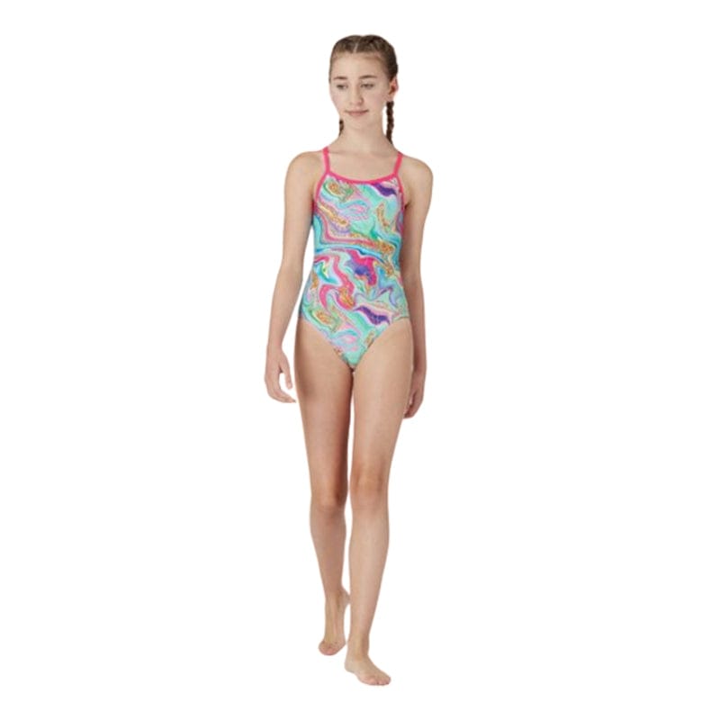 Maru - Donatella Ecotech Sparkle Fly Back Girls Swimsuit - Aqua/Multi
