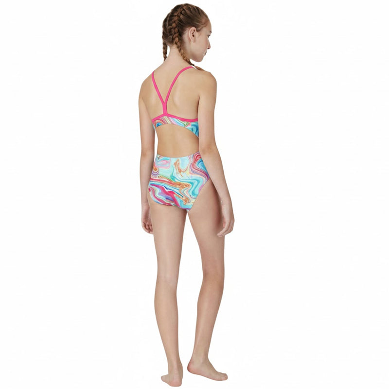 Maru - Donatella Ecotech Sparkle Fly Back Girls Swimsuit - Aqua/Multi