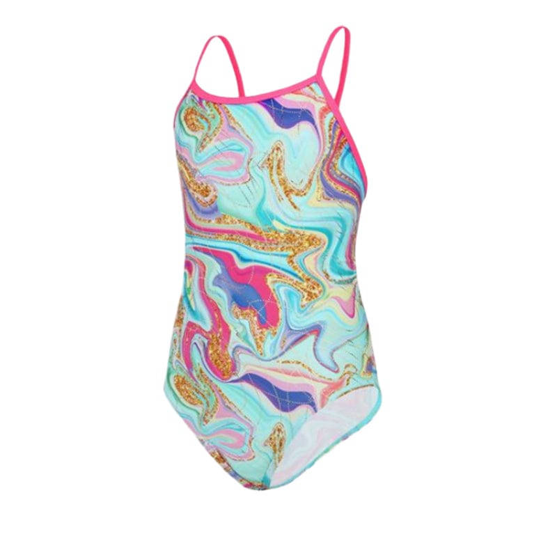 Maru - Donatella Ecotech Sparkle Fly Back Girls Swimsuit - Aqua/Multi