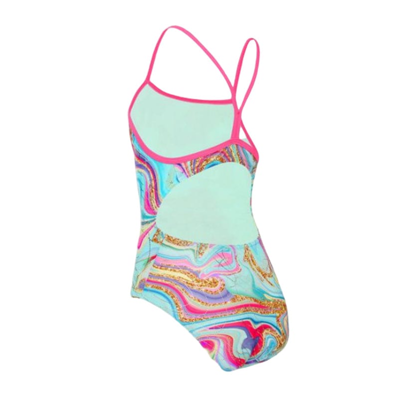 Maru - Donatella Ecotech Sparkle Fly Back Girls Swimsuit - Aqua/Multi