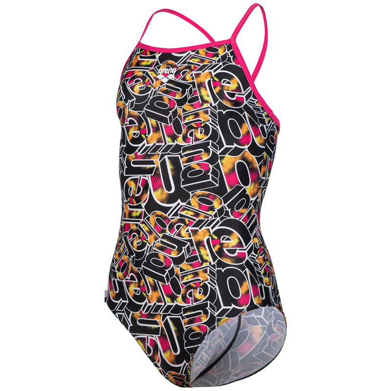 Arena - Allover Lightdrop Back Girls Swimsuit - Rose/Multi
