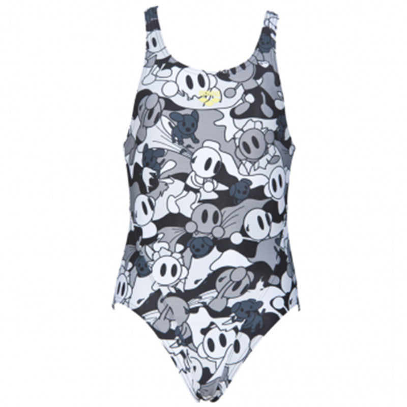 Arena - Camo Kun Open Back Girls Swimsuit - Black