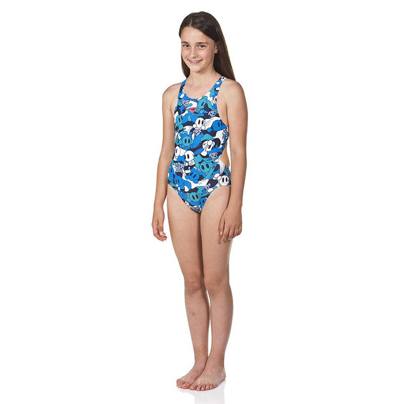 Arena - Camo Kun Open Back Girls Swimsuit - Navy