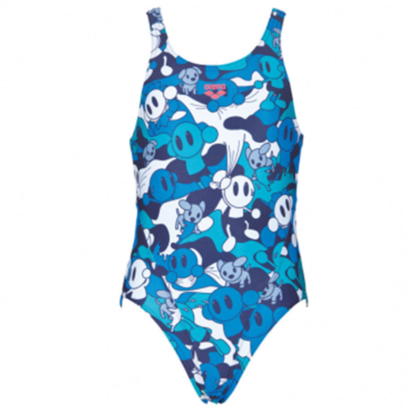 Arena - Camo Kun Open Back Girls Swimsuit - Navy