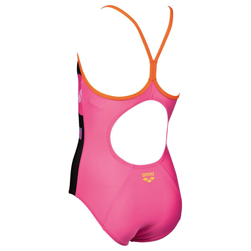 Arena - Folk Light Drop Back Junior Swimsuit - Black/Mango