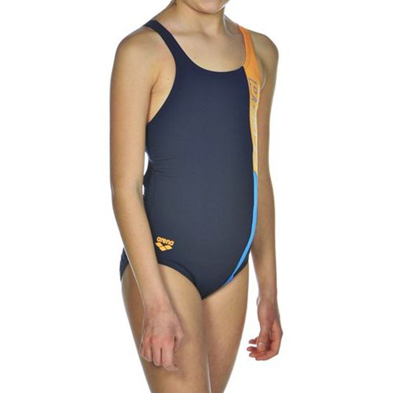 Arena - Ipanema Pro Back Junior Swimsuit - Navy/Orange/Turq