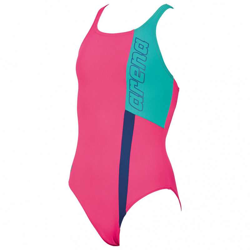 Arena - Ipanema Pro Back Junior Swimsuit - Rose/Green/Sea