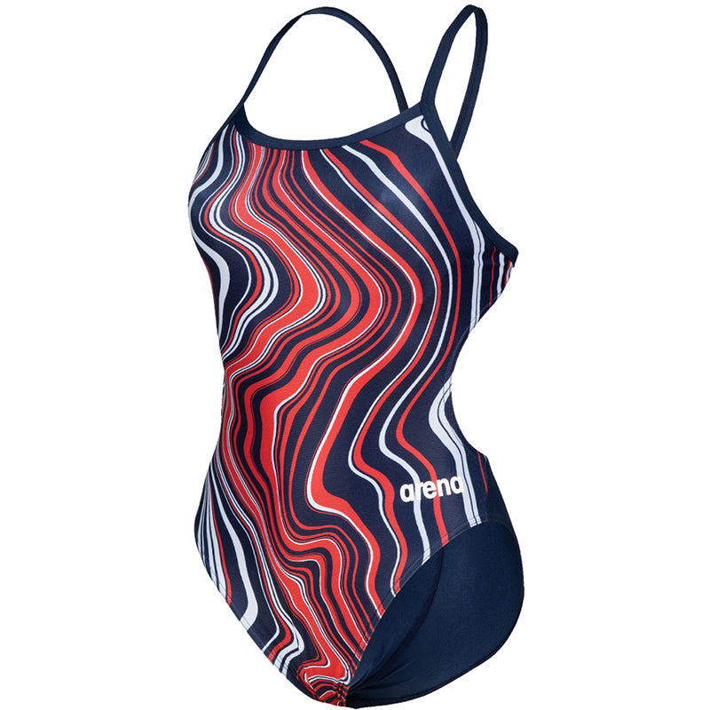 Arena - Marbled Challenge Back Ladies Swimsuit - Navy/Red/Multi