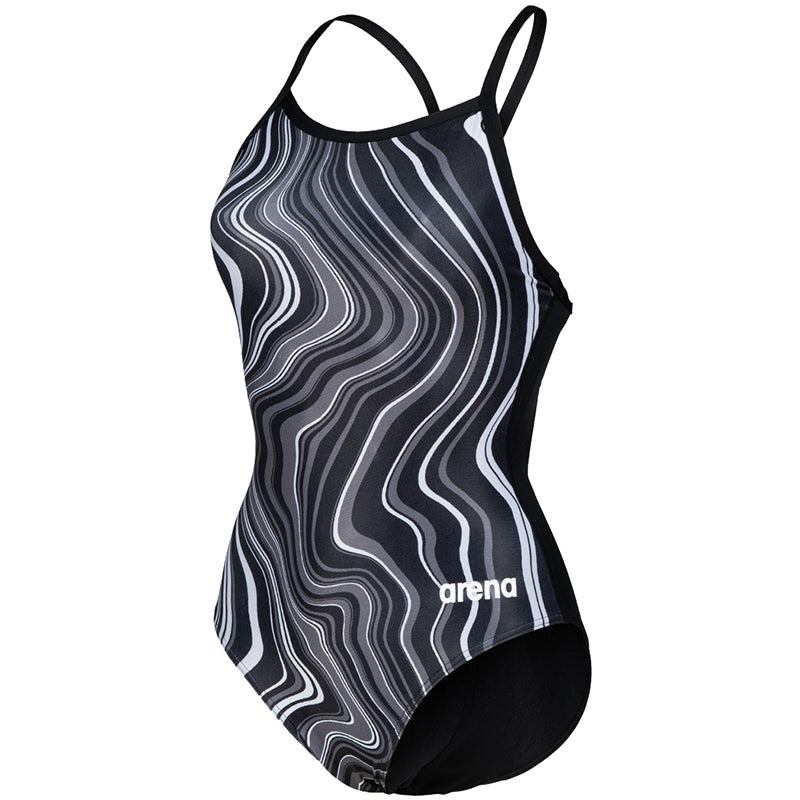 Arena - Marbled Lightdrop Back Ladies Swimsuit - Black/Multi