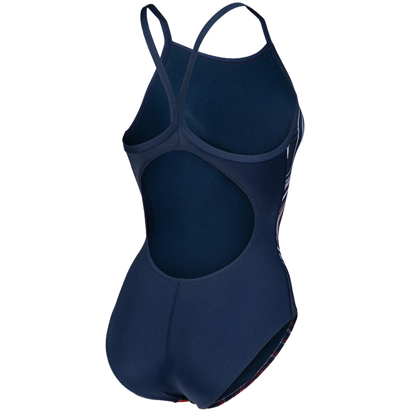 Arena - Marbled Lightdrop Back Ladies Swimsuit - Navy/Red/Multi