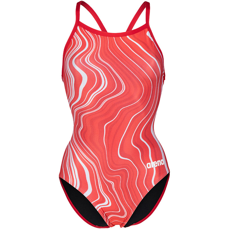 Arena - Marbled Lightdrop Back Ladies Swimsuit - Red/Multi