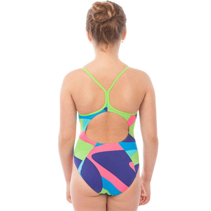 Arena - Mural Light Drop Back Girls Swimsuit - Leaf/Multi