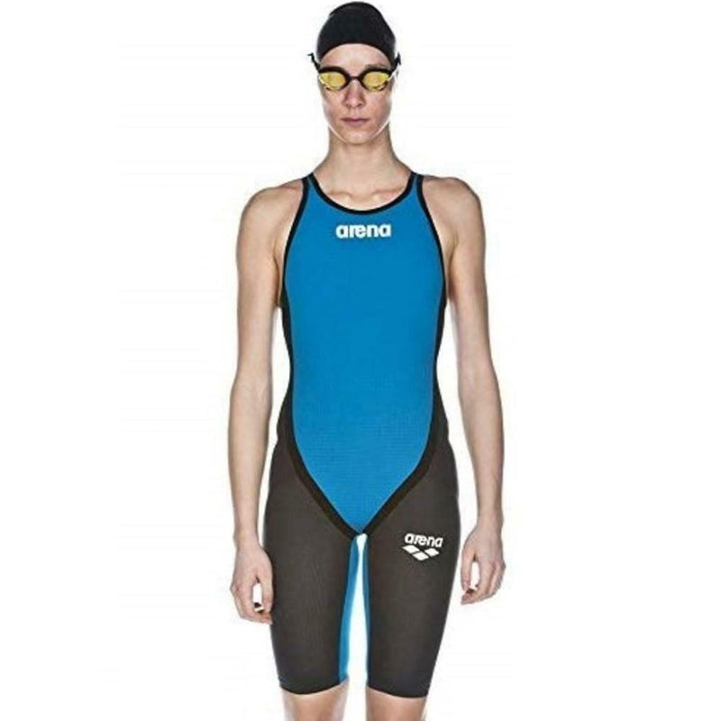 Arena - Powerskin Carbon Flex Full Body Short Leg Closed Back - Cyan/Dark Grey