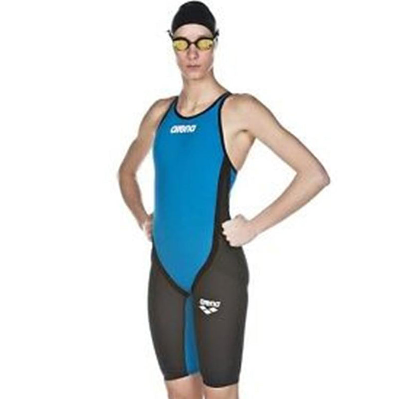 Arena - Powerskin Carbon Flex Full Body Short Leg Closed Back - Cyan/Dark Grey