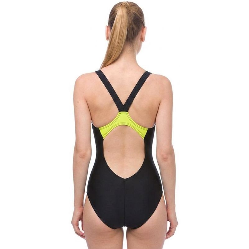 Arena - Shining V-Back Ladies Swimsuit - Black/Soft Green