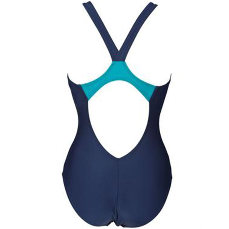 Arena - Shining V-Back Ladies Swimsuit - Navy/Persian Green