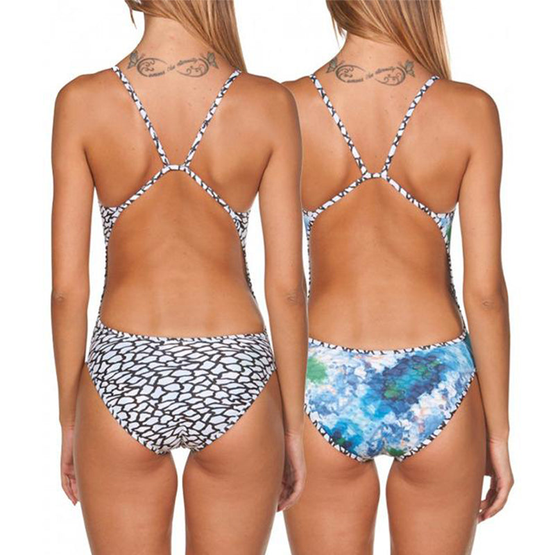 Arena - Upside Down Challenge Ladies One Piece - White/Multicolor
