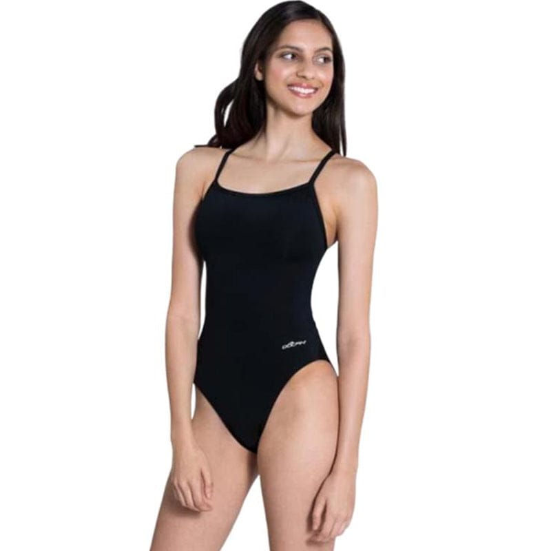 Dolfin - Bellas Solid Black Tie Back One Piece Swimsuit