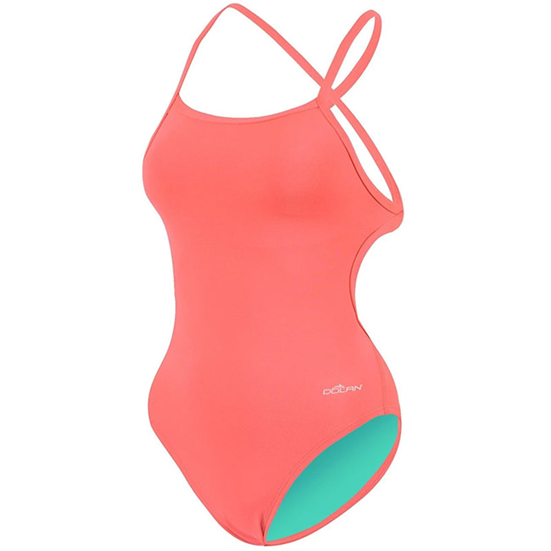 Dolfin - Bellas Solid Coral Tie Back One Piece Swimsuit